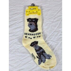 Foozys Schnauzer Dog Socks NWT Yellow Canine Collection Crew Mens 9-11 Shoe 4-10